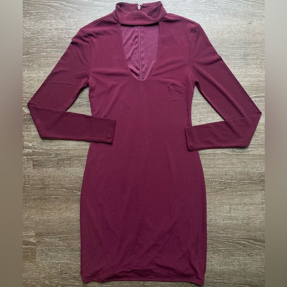 Express Cut Out Mini Dress Cranberry Red Size 0 - Picture 1 of 3
